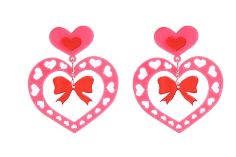 Øreringe - Store "Du er mit hjerte" - hjerteøreringe med sløjfer